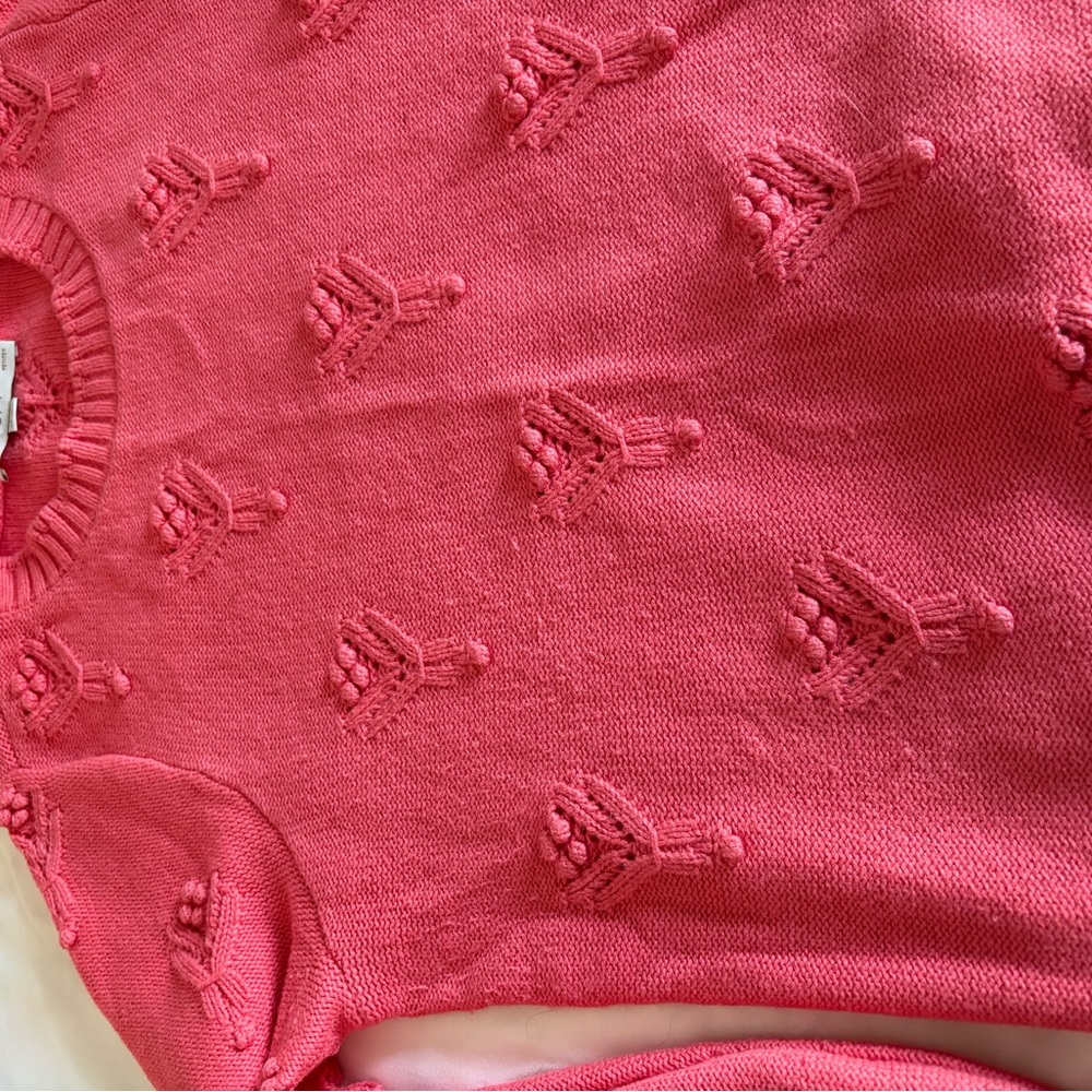 LOFT Women Large Petite Coral Textured Crew Neck Sweater - Picture 8 of 10